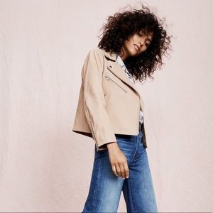 Madewell Leather Moto Jacket Crop  XS in Nude Tan